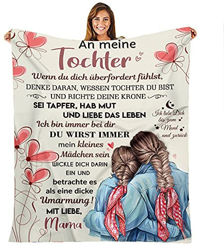 Kuscheldecke für Meine Tochter, An Meine Tochter Decke von Mama, Mutter Tochter Decke mit Spruch Deutsch (Blanket-New2-150x200)