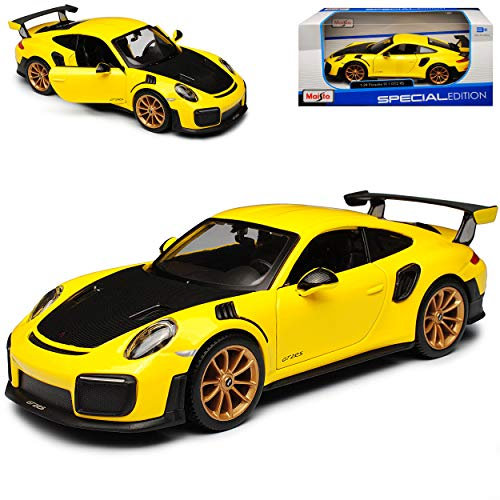Porsche 911 991 GT2 RS Coupe Gelb mit Schwarz Streifen 2011-2019 1/24 Modell Auto
