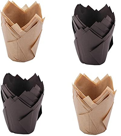 JIHUOO 100 Pcs Paper Baking Cups Tulip Cupcake Liners Wrappers Muffin Cups Cases Paper Cupcake Holders Party Supplies for Wedding Birthday
