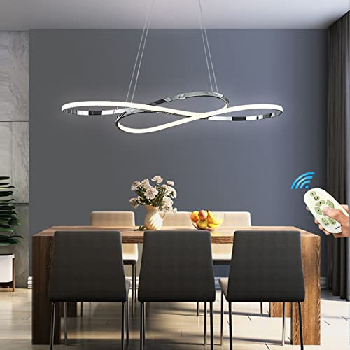 LED Pendelleuchte Esstisch Esszimmerlampe Hängelampe Dimmbar Wohnzimmer Küchen Decken Hängend Lampe Modern Design Kronleuchter Höhenverstellbar für Büro Esstischlampe mit Fernbedienung Hängeleuchte