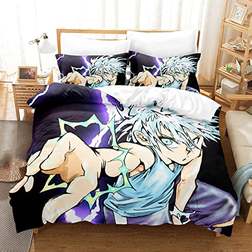 OSOLVE bettwäsche Anime Hunter×Hunter 3D-Druck Kinderzimmer Bettwäsche Dreiteiliger Bettbezug Kissenbezug-King(240x220cm)