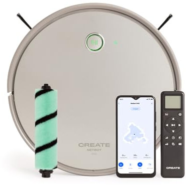 CREATE / NETBOT S40 Limpieza Profunda/Robot Aspirador y friegasuelos Inteligente + 1 Cepillo Extra/Alta Potencia 4000Pa,con mapeo, WiFi, Alexa, App, Batería Larga duración 220 Minutos