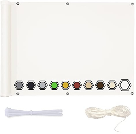 Frangivista Telo Copertura Frangivento 140x700cm Poliestere Facile da Installare per Ringhiera Protezione Balcone Occhielli Corda Inclusa Bianco