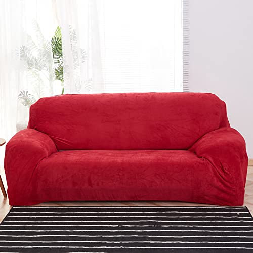 Sofabezug 3Sitzer Rot Sofaüberwurf Stretch Elastisch,Moderne Joker Sofa Überzug,Antirutsch Sofahusse,Sofabezug L Form,Couch Überwurf,Sofa Sauber Bezug, Sofabezug Möbelschutz