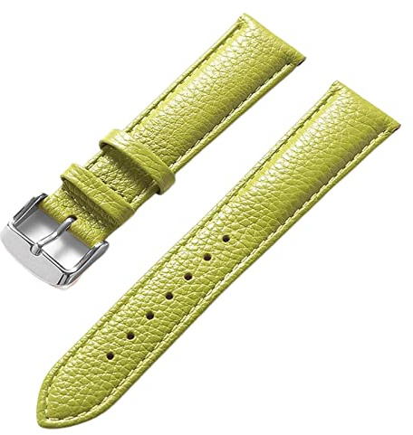 SZCURC Echtes Lederarmband mit Litschi-Muster, weiches Leder, 14-22 mm, Uhrenarmband-Zubehör, hellgrün, 20 mm