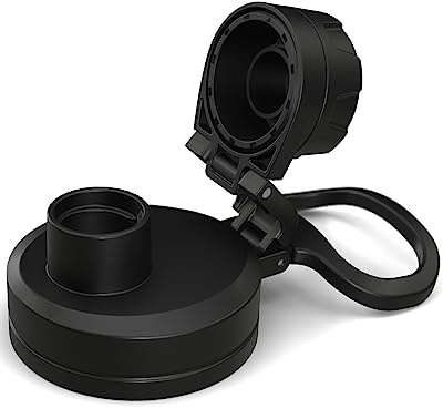 Hydrapeak Couvercle à bec avec poignée flexible – S'adapte à toutes les bouteilles d'eau isothermes à large goulot, bouchon anti-fuite et anti-déversement (noir)