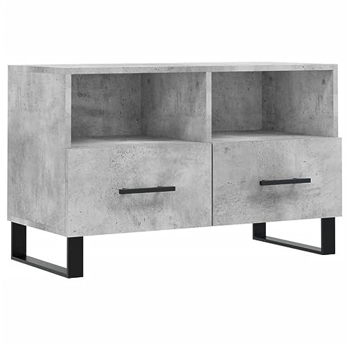 vidaXL TV Cabinet Stand in Concrete Grey, Engineered Wood, with Spacious Drawers & Storage Compartments, Modern Decor for Living Room, Bedroom