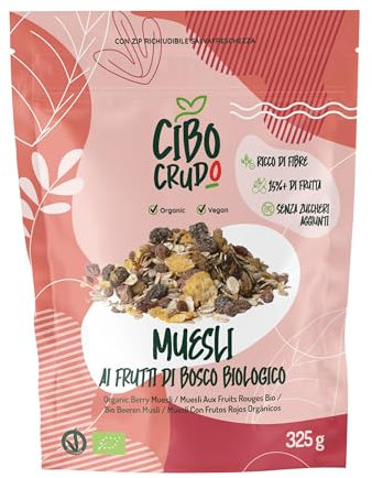 Muesli aux Baies - 325g. Muesli aux Flocons d'Avoine et Seigle avec Fruits Secs Lophilisés comme la Cerise Coire Groseille Fraise et la Framboise.