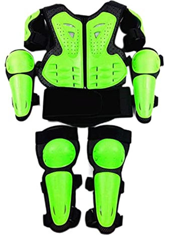 Traje de armadura protectora para motocicleta para niños, equipo de moto de cross para niños, equipo de protección para montar en motocicleta para jóvenes, protector de pecho, columna vertebral, verde