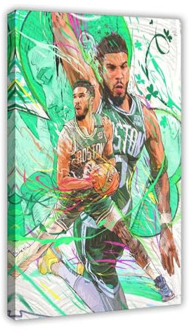 dalouh Jayson Tatum-Poster, Baskerball-Porträt, Leinwand-Poster, Schlafzimmer-Dekor, Sportlandschaft, Büro, Raumdekoration, Geschenkrahmen: 30 x 45 cm