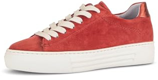 Gabor Damen Low-Top Sneaker, Frauen Halbschuhe,Leichte Mehrweite (G),schnürschuhe,Plateausohle,straßenschuhe,Flame/Rosso,37.5 EU / 4.5 UK