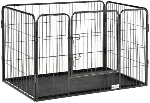 PawHut 4-teiliger Hundeauslauf 71 cm Höhe, tragbar, grau