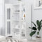 Homgoday Vitrine en verre avec 4 compartiments et 2 portes, meuble de salon, buffet, salle à manger, buffet cuisine Vitrine en bois blanc brillant 82,5 x 30,5 x 150 cm