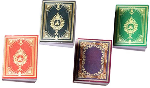 Vaguelly 4stücke Miniatur Bücher Für Puppenhaus Teiliges Zubehör Und Hochwertige Papiermaterialien Für Kreative Spielwelten Und Dekoration Im Studienzimmer