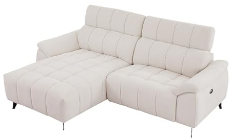 Vente-unique - Eckrelaxsofa elektrisch - Ecke Links - Strukturstoff - Beige - CELTIMO