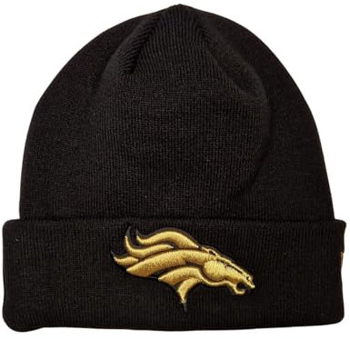 New Era Denver Broncos NFL Metallic Logo Cuff Knit Schwarz Gold Beanie-Mütze - One-Size
