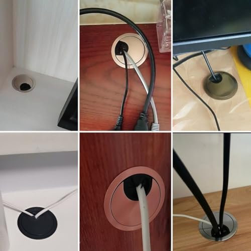 Kabelabdeckung für Schreibtisch, Tisch, Kabelauslass, drehbarer Klappdeckel, Zinklegierung, perfekt für Hotels (gebürstet, 60 mm)