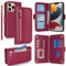 SailorTech for iPhone 12 Pro Max Phone Case Wallet with Card Holder for Women, iPhone 12 Pro Max Wallet Case with Credit Card Slots Flip Case Zipper Shockproof Case for Men - Red