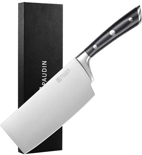 PAUDIN Hackmesser 17,7 cm profi Küchenmesser nakiri Messer Kochmesser aus Deutscher Hochgekohlter Edelstahl scharfer superhart langlebig Ergonomischer Griff