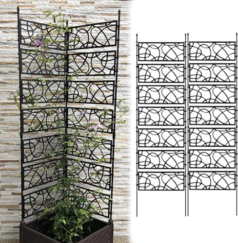 YAVYAV Foldable Garden Trellis, Potted Plant Climbing Support, Garden Fence For Decorative Privacy Screen, For Indoor Outdoor Flowers Vegetable Fruits Vines Support(Black,81x180cm/31.9x70.9in)