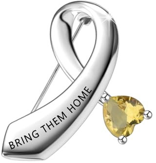 CENWA Broche en forme de ruban jaune « Bring Them Home » pour sensibilisation aux otages, Cuir