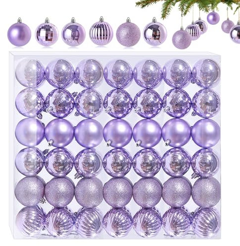 42 Stück Kleine Weihnachtskugeln Lila 6 Verschiedene Design Kunststoff Christbaumkugeln 3 cm Mini Weihnachtskugeln Plastik Christbaumkugeln Tannenbaum Weihnachtsbaumschmuck Kugeln