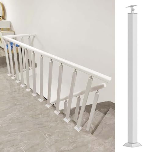 Pasamanos Escalera Barandillas Barandillas de Metal para Escaleras Interiores, 75/85/90/95 Cm, Barandillas de Hierro para Escaleras Blancas con Tornillos, Poste de Barandilla de Escalera de Terraza/ B