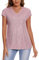 MINTLIMIT Women's Sparkle Sequin Tops Shimmer Glitter V Neck Party Top Short Cap Sleeve (Pink L)