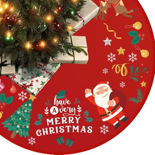 Gonna per Albero di Natale, 120cm Tappeto per Albero di Natale, Rotondo Gonna Albero di Natale, Copri Base Albero Natale, Tappeto Albero di Natale per Sotto Albero di Natale Decorazione(C)