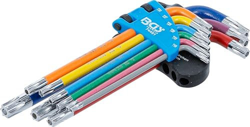 BGS 74461 | Jeu de clés allen | multicolore | profil T (pour Torx) avec perçage T10 - T50 | 9 pièces