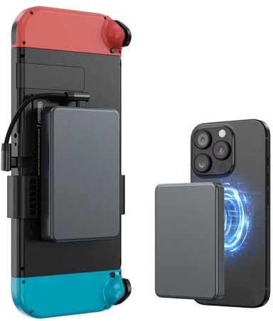 Antank 2in1 Batterie Externe pour Nintendo Switch, Design à Clip Arrière pour Switch Power Bank, Mini Batterie Externe USB C,10 000 mAh pour MagSafe, Compatible avec iPhone 16/15/14/13/12 Series