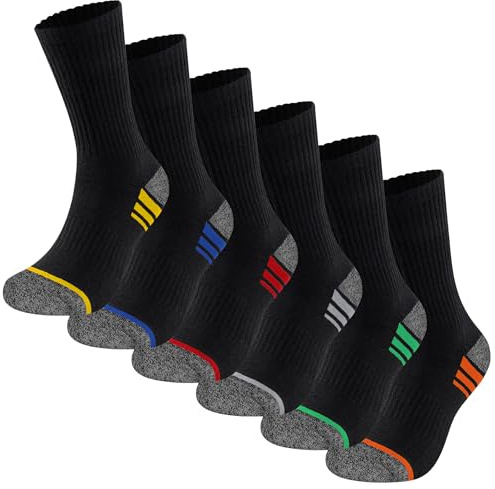 The Essentials Wardrobe Mens 6/12PK Premium Work Socks Thermal with Comfort Ribbed Leg & Foot Gripper Cushioned Arch Support Reinforced Heel Toe Cotton Elastane Heavy Duty