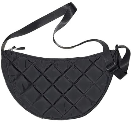 Katyjun Crossbody Bag Damen Groß, Nylon Half Moon Bag Large(Schwarz)