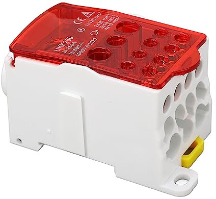 Scatola di Giunzione per Morsettiera Scatola di Distribuzione 'alimentazione Unipolare per Giunzione su Guida Din 690 V 250 A (rosso)