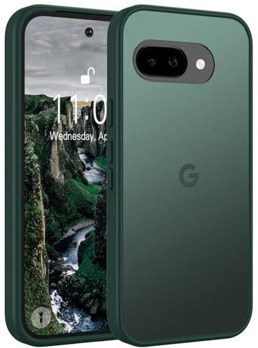 Andwing für Google Pixel 9a Hülle 2025 Dunkelgrün | Transparente Matt Stoßfest Militärschutz Anti-Fingerabdruck Dünn Stoßfeste Handyhülle