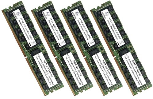 Broonbee Server Arbeitsspeicher | 256 GB (4X 64 GB) DDR4 2400 MHz RAM | LRDIMM ECC REG | PC4-19200T-L CL17 | Memory Upgrade für Lenovo System x3550 x3650 M5