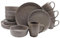 HOMD 16-Pieces Stoneware Dinnerware Set, Dinner Set, Kitchen Dinnerware Ceramic Crockery Set, Dinner Service Set for 4, Include Dinner Plate, Dessert Plate, Cereal Bowl and Mug (Grey)