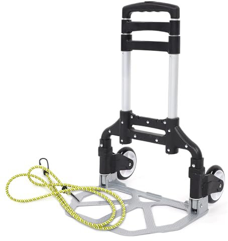 Akozon Portable 80 Kg Kapazität Aluminium -Handwagen, Kompaktes Klapp -Reise -Gepäckwagen, Einstellbares Zusammenklappbarl -LKW
