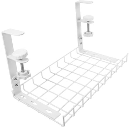 NUOBESTY Desk Cable Management Tray Wire Trunking Adhesive Cable Clips White for Office Gaming