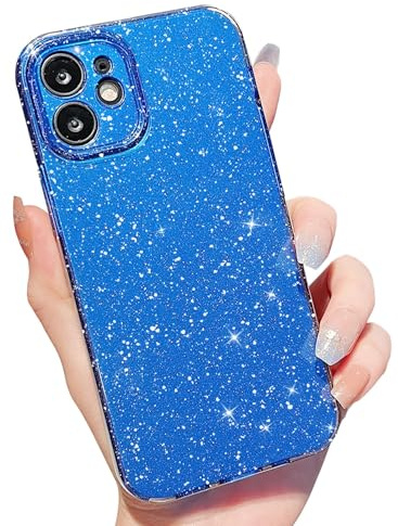 Finyosee Compatible with iPhone 11 Case 6.1 inch, Cute Neon Bright Color,Glitter Bling Thin Slim Shockproof Silicone Sparkly Case, Soft TPU Phone Case for Women Girl-Dark Blue