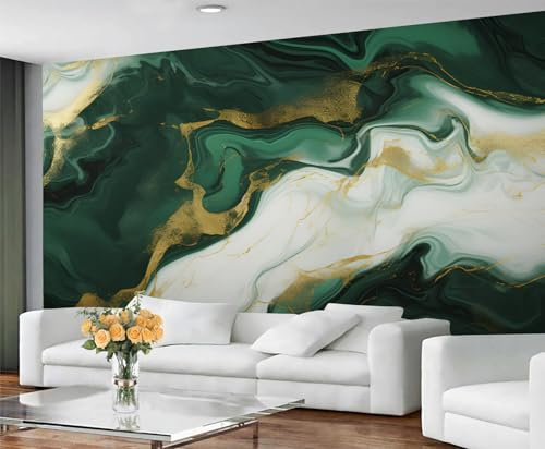 YXQAIED Marble Wallpaper, Luxury White Gold Bedroom Wallpaper, Emerald Green Wall Paper for Living Room, Not Self Adhesive Green Marble Photo 3D Wall Murals & Room Decor, 100x70cm