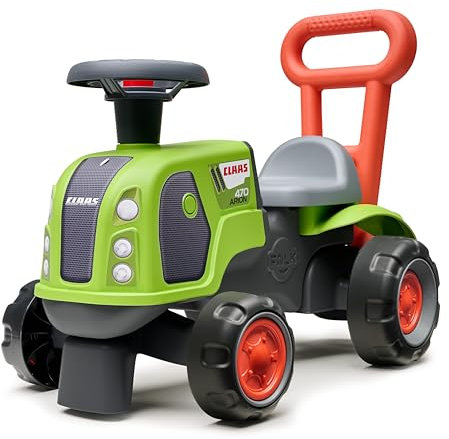 FALK - Traktor Claas - Grün - Silencer Räder - Lenkrad mit Hupe - Ergonomische Gehhilfe - 90% recycelter Kunststoff ab 12 Monaten - 312S