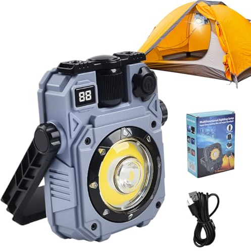 Ranley Lampe De Travail LED - LED Lumière De Travail Magnétique Rechargeable | Lampe De Poche Solaire Portable Avec 5 Modes Éclairage Étanche Pour Intérieur Camping Réparation Voiture Sol