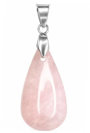 Vera Mentis Pendentif Goutte Quartz Rose Naturel – Pierre de l’Amour & de la Douceur – Bijou Énergétique Féminin Unisexe – Lithothérapie & Bien-Être