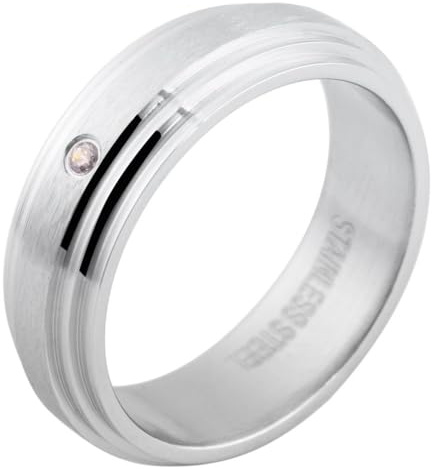 Akzent Damen Ring - Damenring Größe 76 aus Edelstahl in Silber, 100% Wasserfest & Hautverträglich