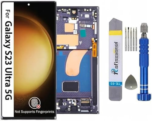 It'Go Écran Full INCELL pour Samsung S23 Ultra 5G S918 LCD Écran tactile de rechange avec outils Noir avec cadre Haute qualité