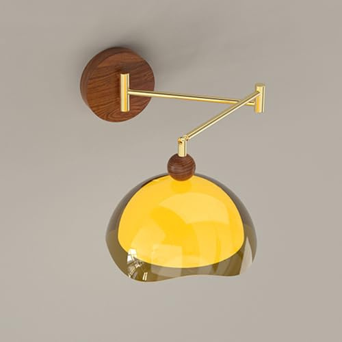 AoLa 14W LED Schwenkarm Wandlampe Innen 360° Verstellbarer Lange Arm Wandleuchte Modern 3 Lichtfarben 3000K/4500K/6000K mit Swing Arm Wand Leselampe Drehbar Schlafzimmer Nachttischlampe,Orange