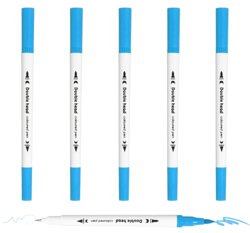 PATIKIL 6er Pack Doppelseitige Pinselstifte Blaue Aquarellstifte Mit Feiner Und Pinselspitze Farbige Marker Kalligrafie Malzubehör Set Für Malbücher Illustration Skizzieren Journaling