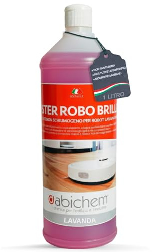 Mister Robo Brillo Detergente per Robot Lavapavimenti | 1 Litro Non Schiumogeno Concentrato, Per Pavimenti in Gres Ceramica Parquet Laminati Pvc Spc, Sicuro Per Sensori e Serbatoi
