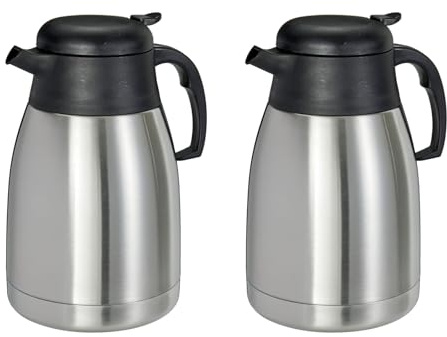 2er Set Thermoskanne Edelstahl 1,5 Liter Isolierkanne Teekanne Thermo Kaffee Tee Kanne Kaffeekanne Einhandautomatik